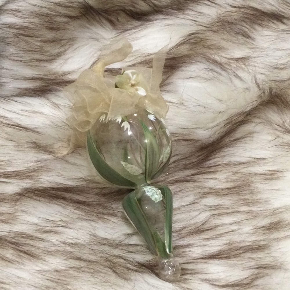 Beautiful Vintage Green Glass Christmas Ornament